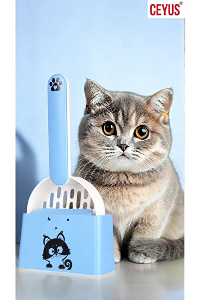 Ceyus مجرفة ومنصة فضلات القطط الزرقاء