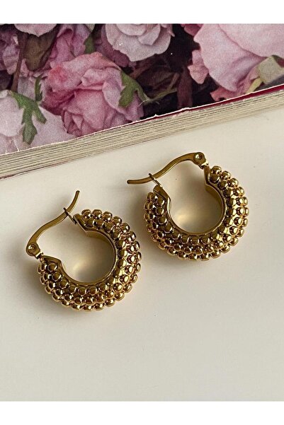 Çelik Gold Midye Küpe (2.20 Cm)