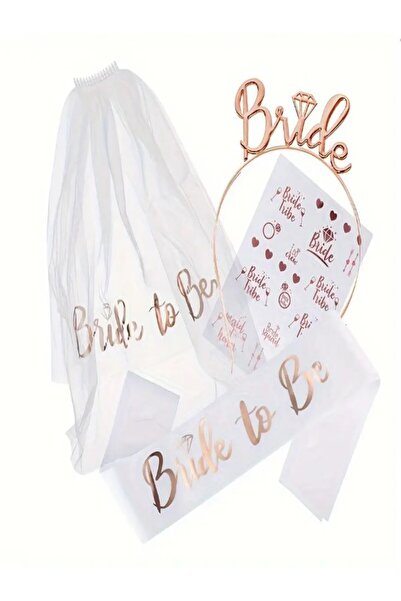 party mix Bride 4'lü Set | Bride To Be | Bride Kuşak | Bride Duvak | Bride Ta...