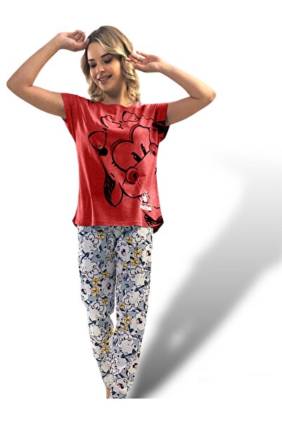 VİENETTA Vienetta Короткий рукав Червоний жіночий піжамний комплект