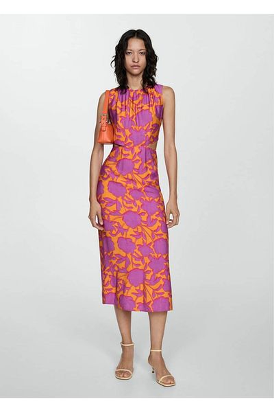 MANGO Woman Φόρεμα με στάμπα με σκίσιμο