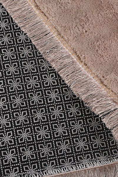 Teksev Bubble Coffee Color Sport Fringed Cut Plush Runner Machine Washable Soft Carpet with Non-Slip Sole