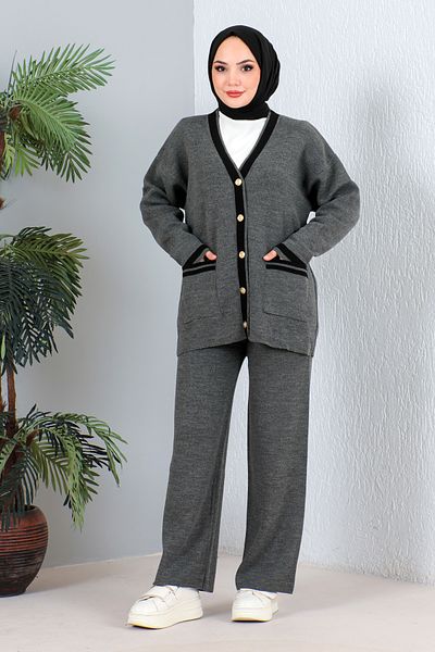 MODAQU Smoked Knitwear Cardigan and Trousers Set - Pocketed