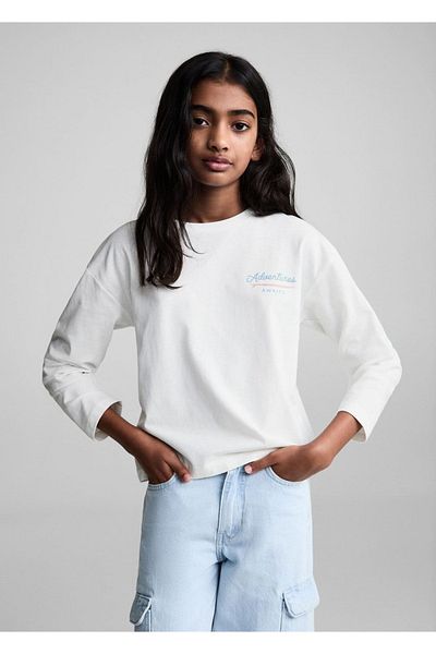 MANGO Kids Μπλουζάκι από βαμβάκι με λεπτομέρεια επεξεργασίας