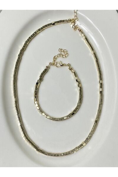 Passionis Jewelry Women's Necklace and Bracelet Set - Square Row