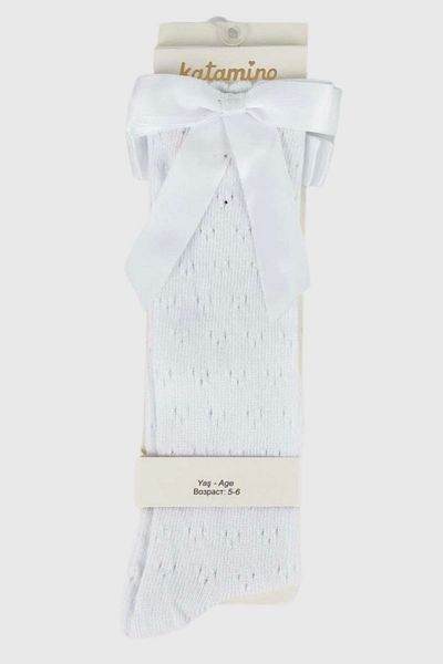 Katamino White Girls' Golf Knee-length Alsita Socks