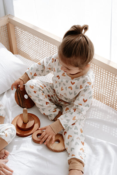 Luna Kids Collection طقم بيجامة من القطن العضوي بنسبة 100% 0.5 Tog - نمط قلب ...
