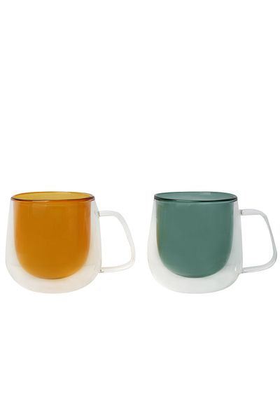 Lucky Art Classica 200 ml Double Walled Borasilicate Americano Colored Glass Set