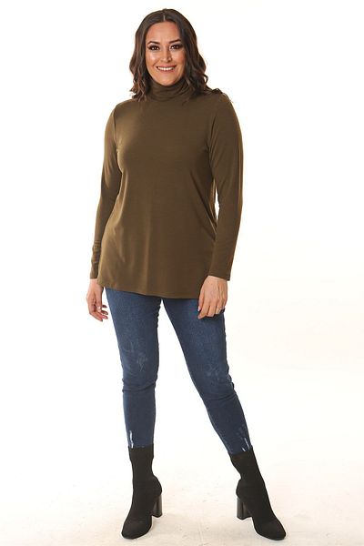 Trend42plus Turtleneck Khaki Knitwear