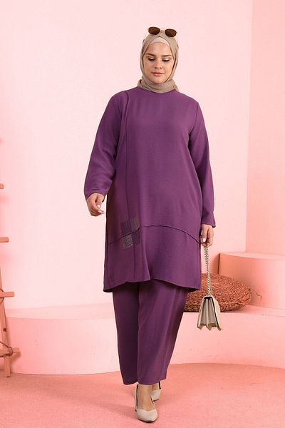 Ferace Women's Hijab Suit Large Size Hijab Suit Plum