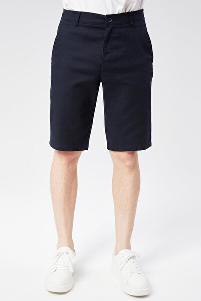 BRACCAS Чоловічі шорти з еластичним поясом, з бавовни, виглядають як лляні, темно-сині