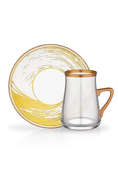 Glore Nisha White - 6-Piece Tea Cup with Tarabya Handle