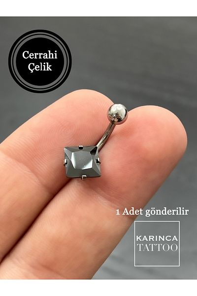 Karınca Piercing High Quality Premium Diamond Black Jewelled Belly Piercing