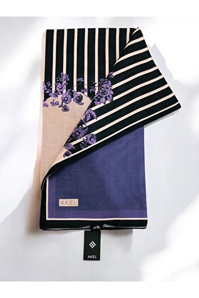 Akel Ψηφιακό μαλακό κασκόλ 95x95 με μοτίβο λουλουδιών