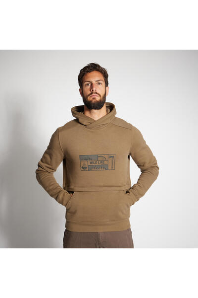 Decathlon Ανδρικό φούτερ Solognac με κουκούλα - Κυνήγι και παρατήρηση της φύσης - Μπεζ - 500 λογότυπο