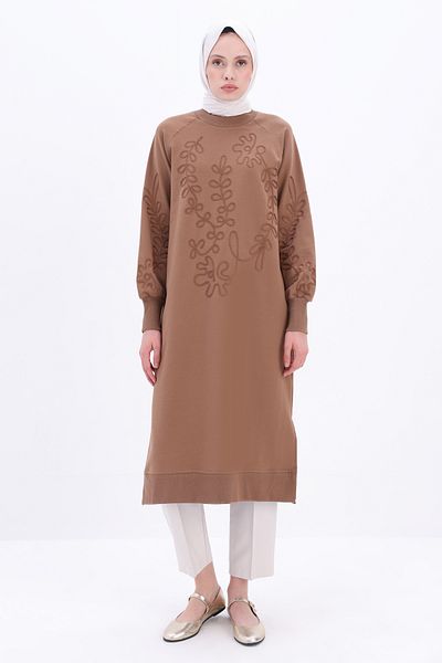 ALLDAY Mink Large Size Embroidered Long Sweat Tunic