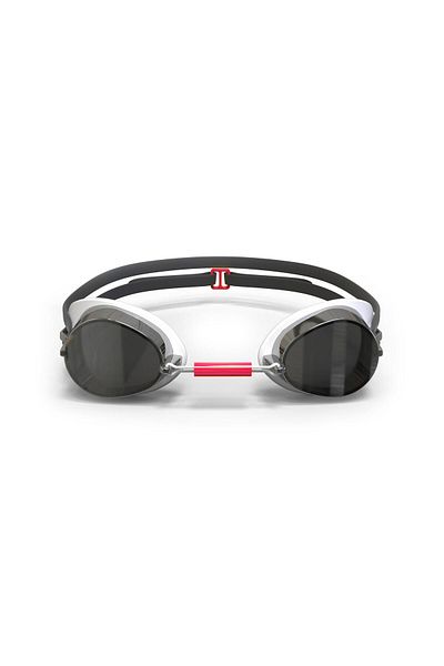 Decathlon Swimming and Goggle Set in Swedish - Standard Size - Black/Red - Mirrored Glass