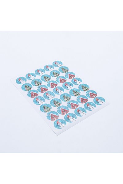 Bimotif New Year's Figures Colorful Sticker - 3 Cm, 350 Pieces