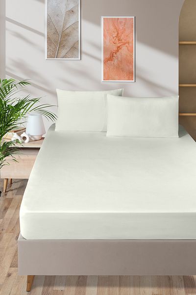 Pierre Cardin ملاءة سرير مطاطية من الساتان القطني 160x200