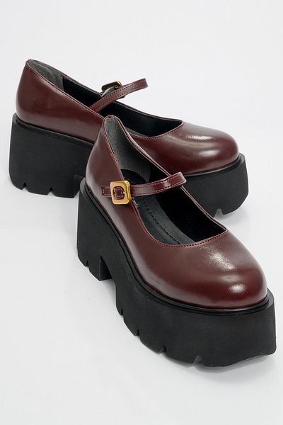 LuviShoes Linley Burgundy Skin Women's Thick Soled Casual Shoes