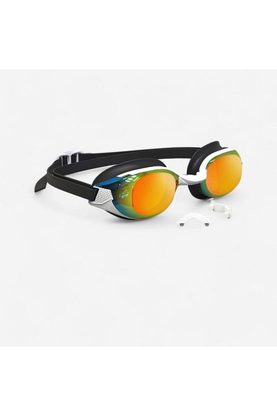 Decathlon Nabaiji Swimming Goggles - Standard Size - Black/Orange - Mirrored Lenses - Bfit