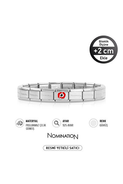 NOMİNATİON Italy Composable 925 Ayar Gümüş zirkon siyah taşlı kırmızı çiçek v...