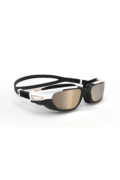 Decathlon Swimming Goggles - L Size - Mirrored Glass - Beige / White / Black - Spirit
