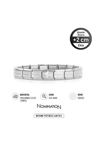 NOMİNATİON Italy Composable 925 Ayar Gümüş beyaz yıldız ve Çelik Bileklik Silver