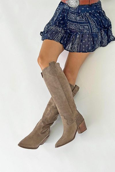 STRASWANS Nemy Women's Pointed Toe Genuine Suede Leather Boots Mink