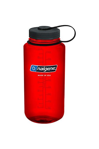 NALGENE الحفاظ على 32 أوقيةزجاجة مياه تريتان واسعة الفم - أحمر/أسود