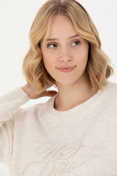 U.S. Polo Assn. Γυναικείο πουλόβερ Cream Crew Neck 50272035-vr071