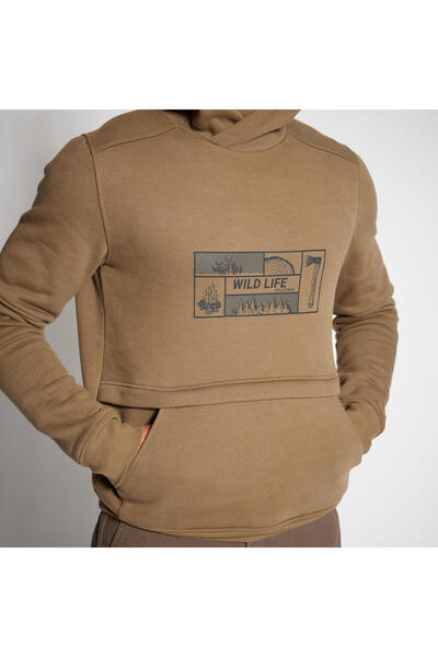 Decathlon Ανδρικό φούτερ Solognac με κουκούλα - Κυνήγι και παρατήρηση της φύσης - Μπεζ - 500 λογότυπο