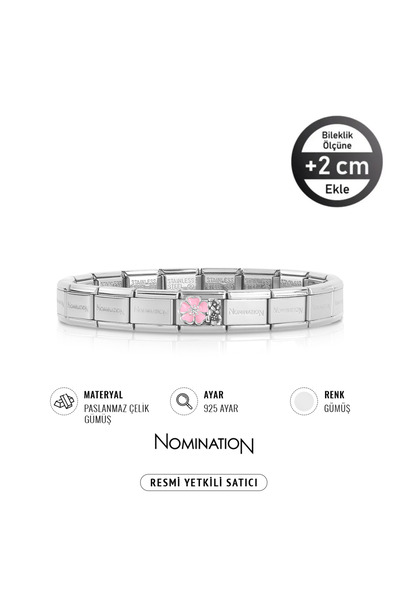 NOMİNATİON Italy Composable 925 Ayar Gümüş pembe 3lü çiçek ve Çelik Bileklik Silver