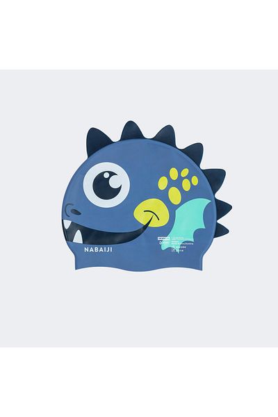 Decathlon Nabaiji Silicone Swimming Cap - Blue/Yellow Dragon Model - Standard Size