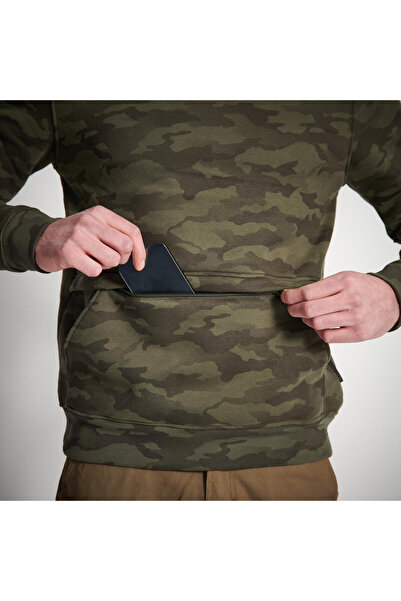 Decathlon Solognac Erkek Kamuflaj Kapüşonlu Sweatshirt - Avcılık ve Doğa Gözlemi - 500