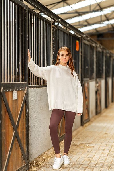 VerdeBlanco White Oversize Thick Corded Balloon Sleeve Sweater