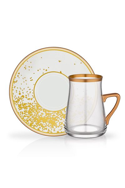 Glore Anjalia White 6-Piece Tea Cup Set with Tarabya Handle
