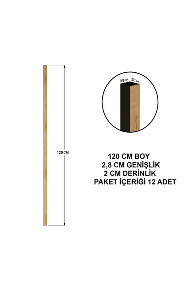 L'occi Concept Kendinden Yapışkanlı 120cm 12 Adet Ahşap Çıta Savana Meşe CL1-SM