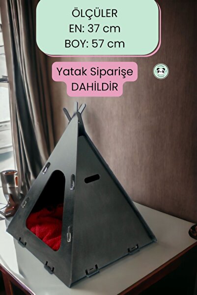 Pandogo Köpek Kulübesi Ahşap Köpek Evi Siyah Renk Model 6