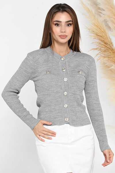 GÜLSELİ Gray Women's Buttoned Knit Cardigan