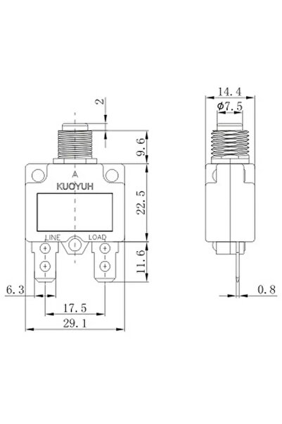 Maroces 20 AMPER TERMİK ANAHTAR DEVRE KESİCİ YÜK RESETLİ SİGORTA 125/250V AC 32V DC 20A