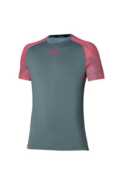 MIZUNO Charge Shadow Tee Ανδρικό T-Shirt Γκρι / Κόκκινο