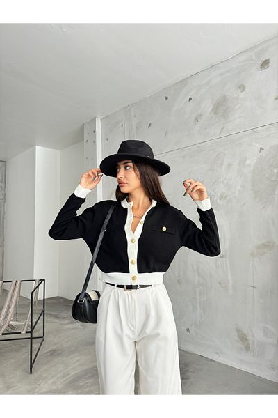 Bolesa Suadiye CARDIGAN CROP CU BUTON AUR