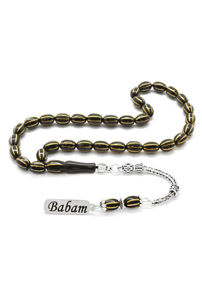 Tesbihane 925 Ayar Gümüş Canım Babam Püsküllü Pirinç Işlemeli Kapsül Kesim Ru...