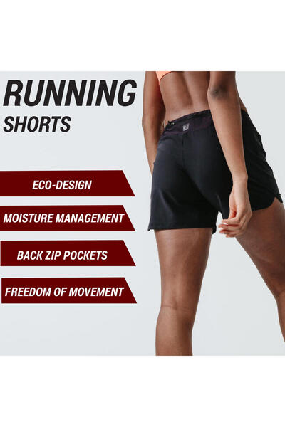 Decathlon Kadın Koşu Şortu - Siyah - Kiprun Run 100