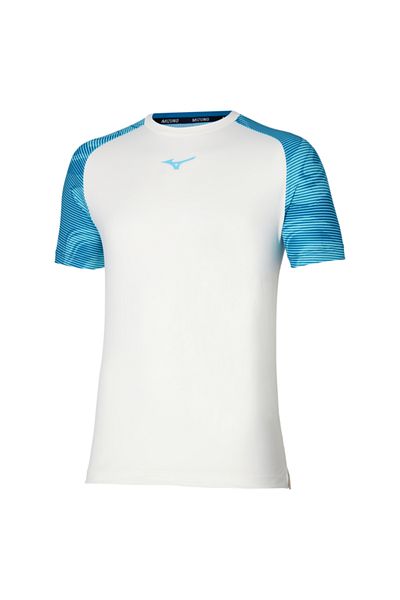 MIZUNO Charge Shadow Tee Ανδρικό T-Shirt Λευκό / Μπλε