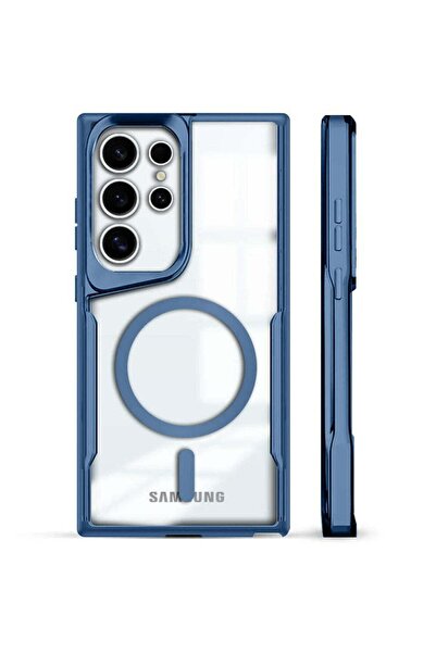 Fibaks Samsung Galaxy S24 Ultra Kılıf Prizma Kamera Çıkıntılı Magsafe Şarj Destekli Mat Renkli Şeffaf Kapak