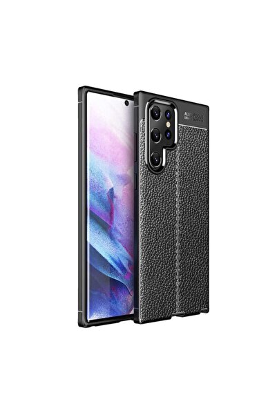 Fibaks Samsung Galaxy S22 Ultra Kılıf Armor Serisi Deri Görünümlü Kapak