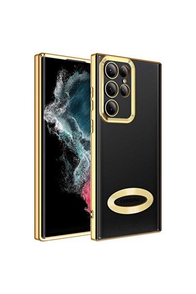 Fibaks Samsung Galaxy S22 Ultra Kılıf Kamera Lens Korumalı Şeffaf Renkli Logo...