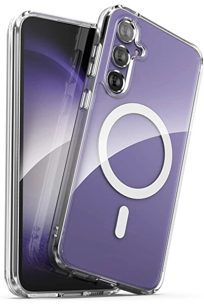 Fibaks Samsung Galaxy S22 Plus Kılıf Wireless Şarj Destekli Şeffaf Sert Kapak